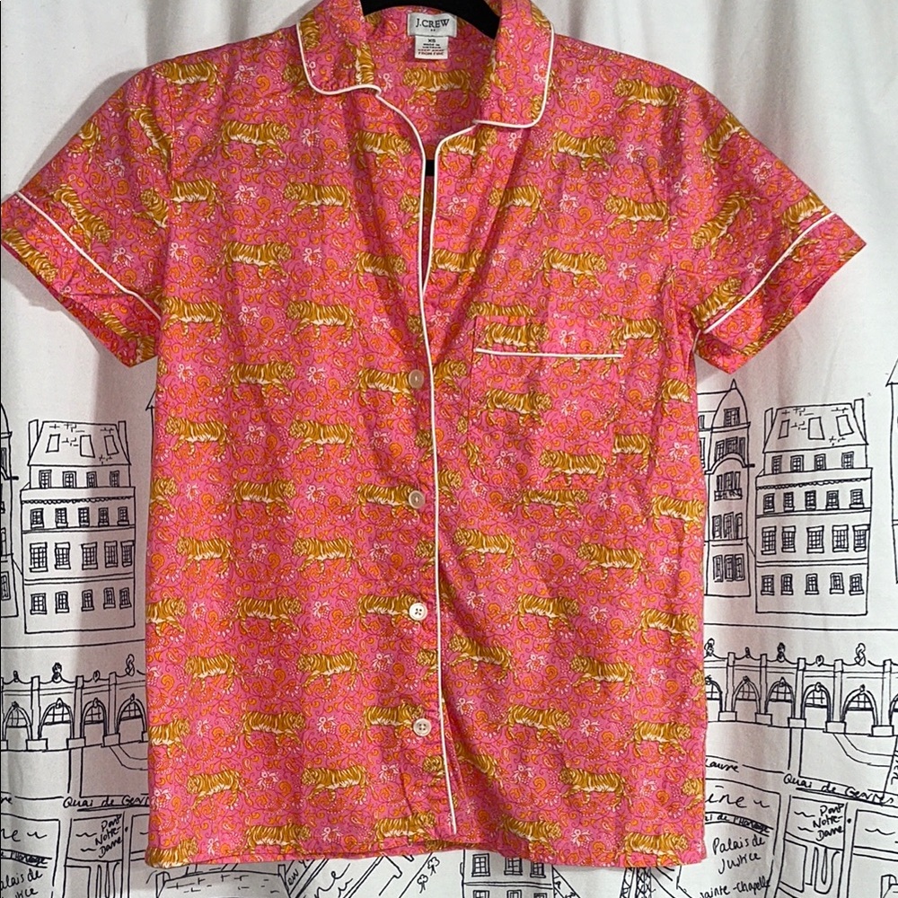 Jcrew factory-Pink and orange Tiger Print PJ set